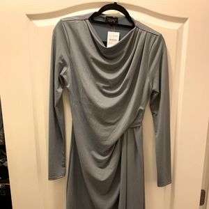 Topshop Asymmetrical Steel-Blue Dress